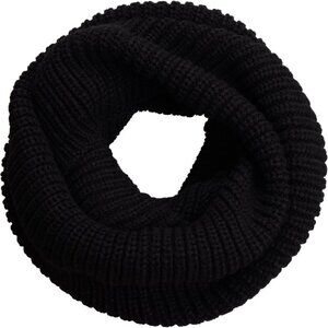 Women's Black Thick Ribbed Knit Winter Infinity Circle Loop Scarf